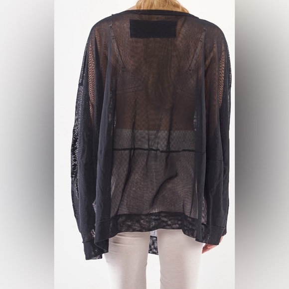 Rundholz Black Print Flock Listen Flowers Long Sleeve Mesh Cotton T-Shirt EUC S - Picture 4 of 12